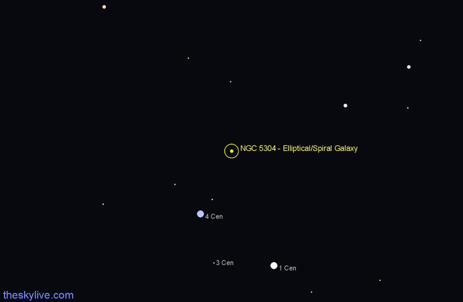 Finder chart NGC 5304 - Elliptical/Spiral Galaxy in Centaurus star