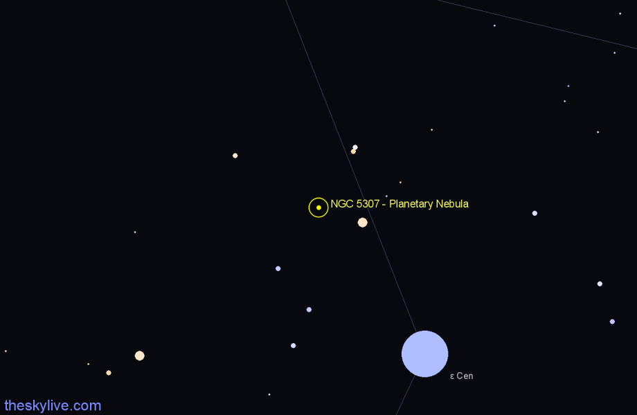 Finder chart NGC 5307 - Planetary Nebula in Centaurus star