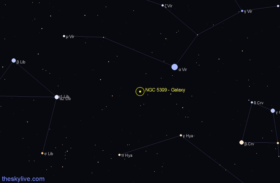 Finder chart NGC 5309 - Galaxy in Virgo star