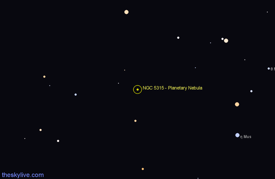 Finder chart NGC 5315 - Planetary Nebula in Circinus star