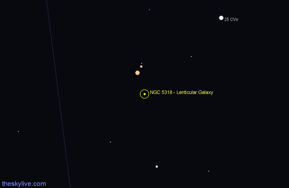 Finder chart NGC 5318 - Lenticular Galaxy in Canes Venatici star