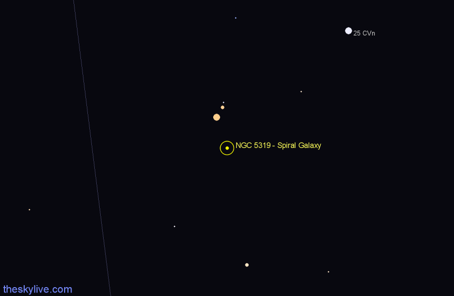 Finder chart NGC 5319 - Spiral Galaxy in Canes Venatici star