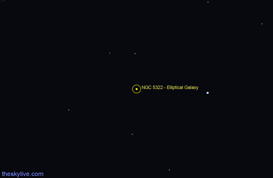 Finder chart NGC 5322 - Elliptical Galaxy in Ursa Major star