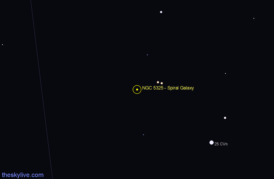 Finder chart NGC 5325 - Spiral Galaxy in Canes Venatici star