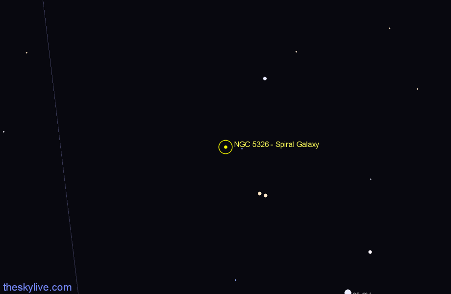 Finder chart NGC 5326 - Spiral Galaxy in Canes Venatici star