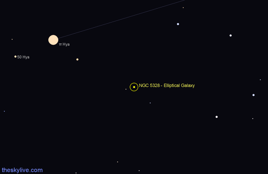 Finder chart NGC 5328 - Elliptical Galaxy in Hydra star