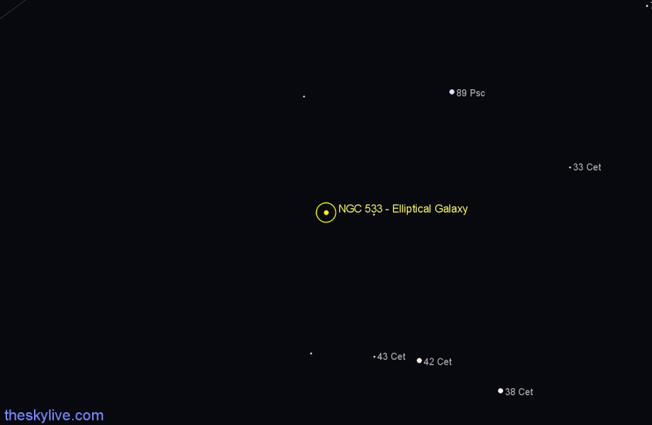 Finder chart NGC 533 - Elliptical Galaxy in Cetus star