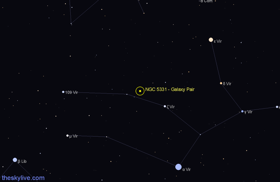 Finder chart NGC 5331 - Galaxy Pair in Virgo star