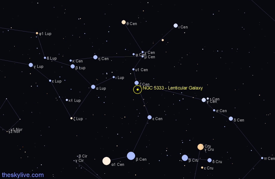 Finder chart NGC 5333 - Lenticular Galaxy in Centaurus star