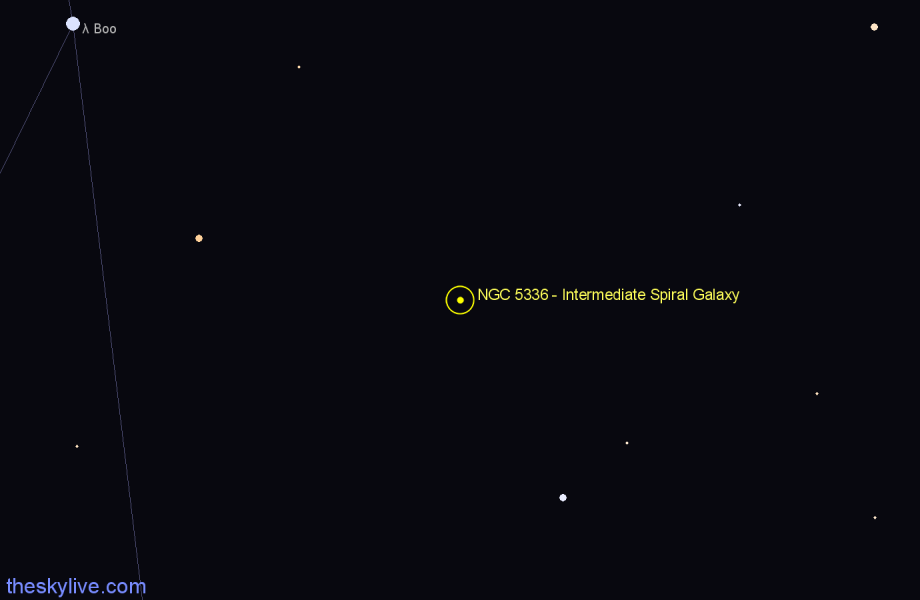 Finder chart NGC 5336 - Intermediate Spiral Galaxy in Canes Venatici star