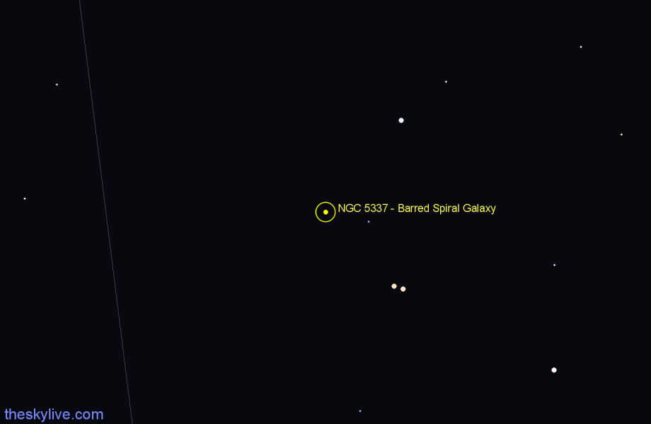 Finder chart NGC 5337 - Barred Spiral Galaxy in Canes Venatici star