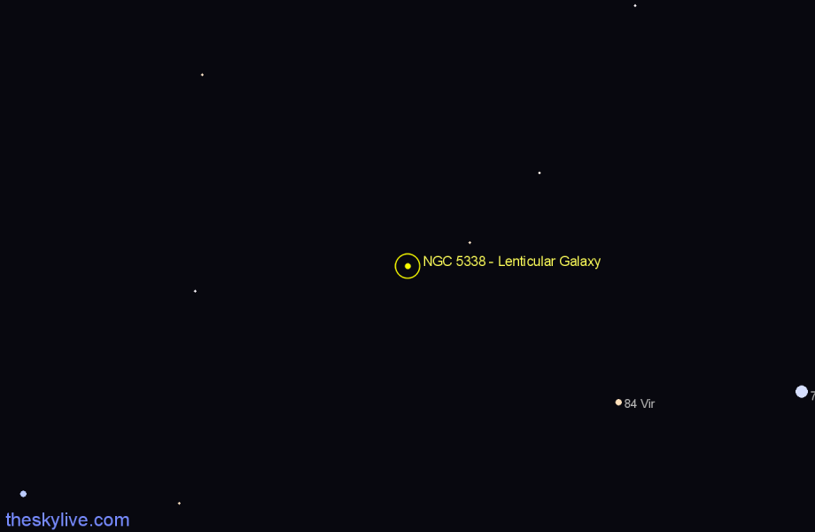 Finder chart NGC 5338 - Lenticular Galaxy in Virgo star