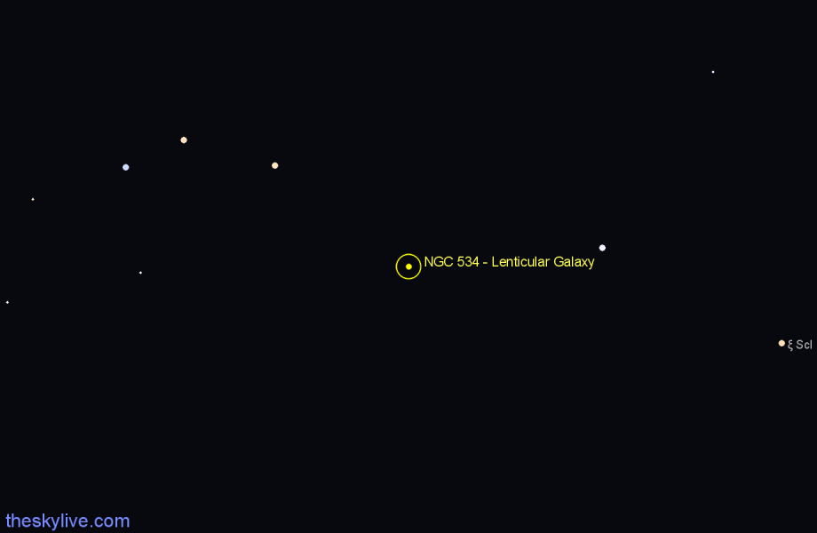 Finder chart NGC 534 - Lenticular Galaxy in Sculptor star