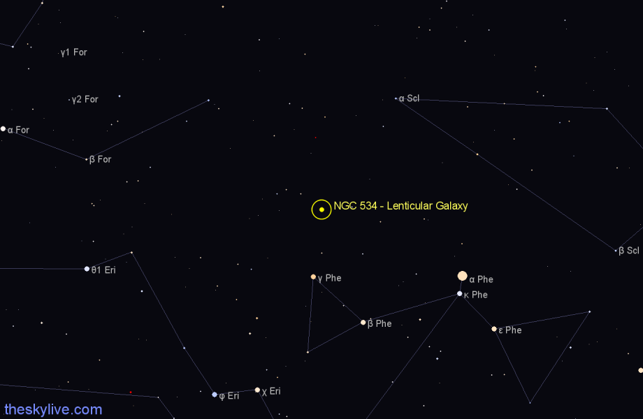 Finder chart NGC 534 - Lenticular Galaxy in Sculptor star