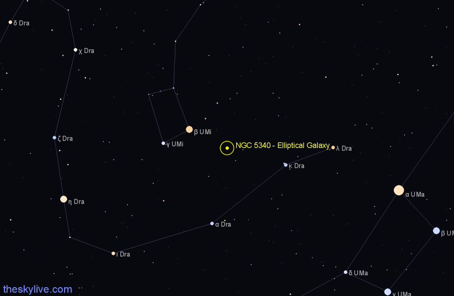 Finder chart NGC 5340 - Elliptical Galaxy in Ursa Minor star