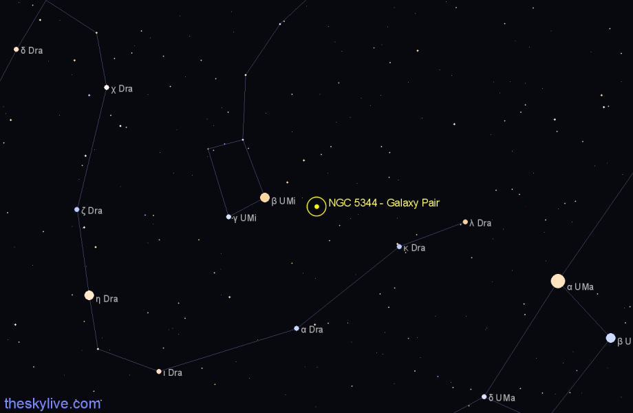 Finder chart NGC 5344 - Galaxy Pair in Ursa Minor star