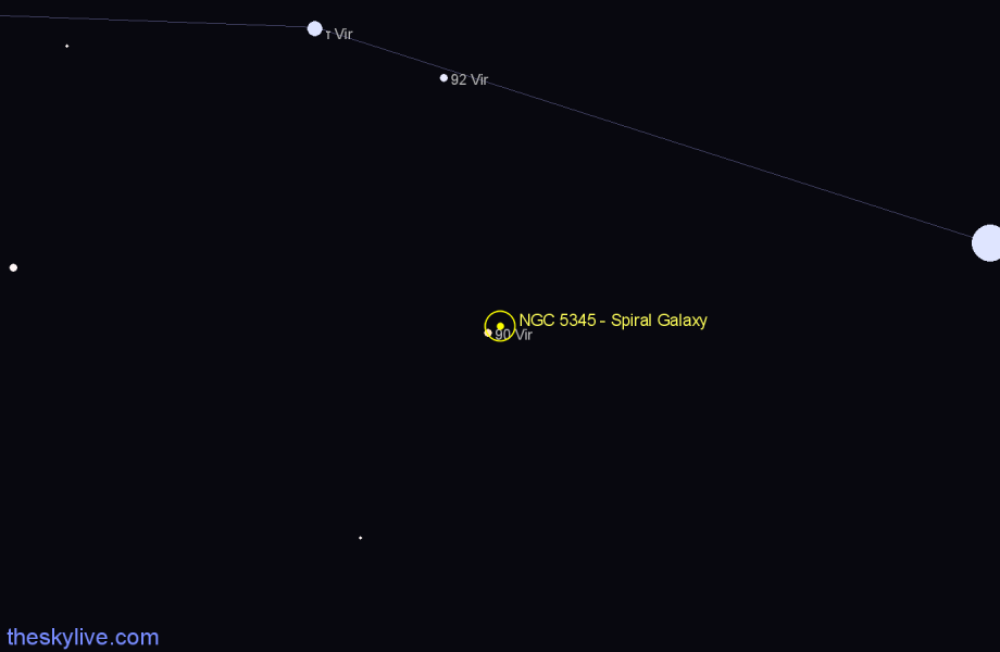 Finder chart NGC 5345 - Spiral Galaxy in Virgo star