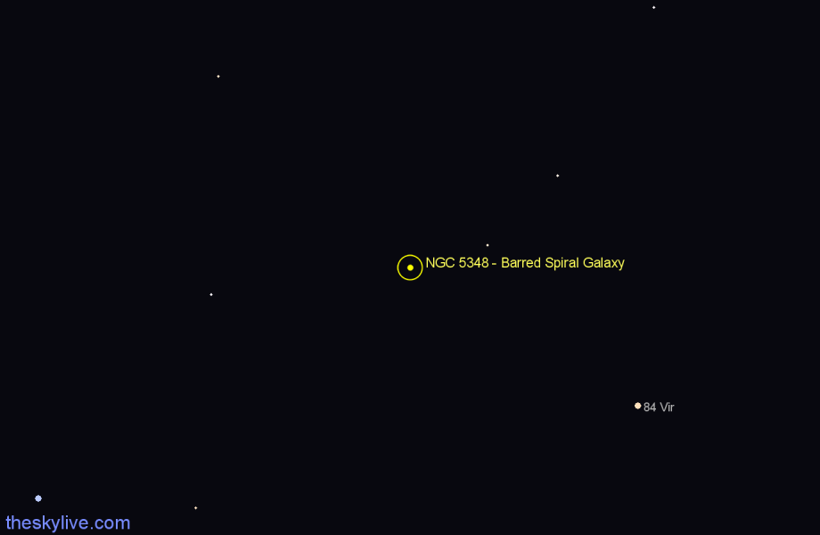 Finder chart NGC 5348 - Barred Spiral Galaxy in Virgo star