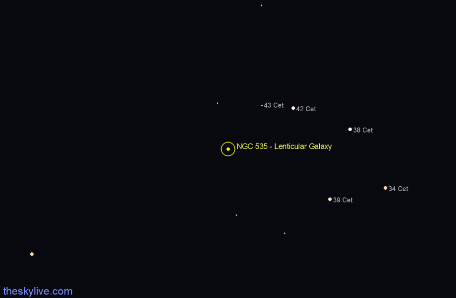 Finder chart NGC 535 - Lenticular Galaxy in Cetus star
