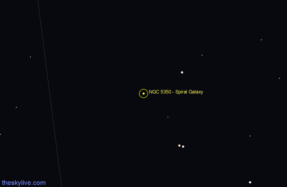 Finder chart NGC 5350 - Spiral Galaxy in Canes Venatici star