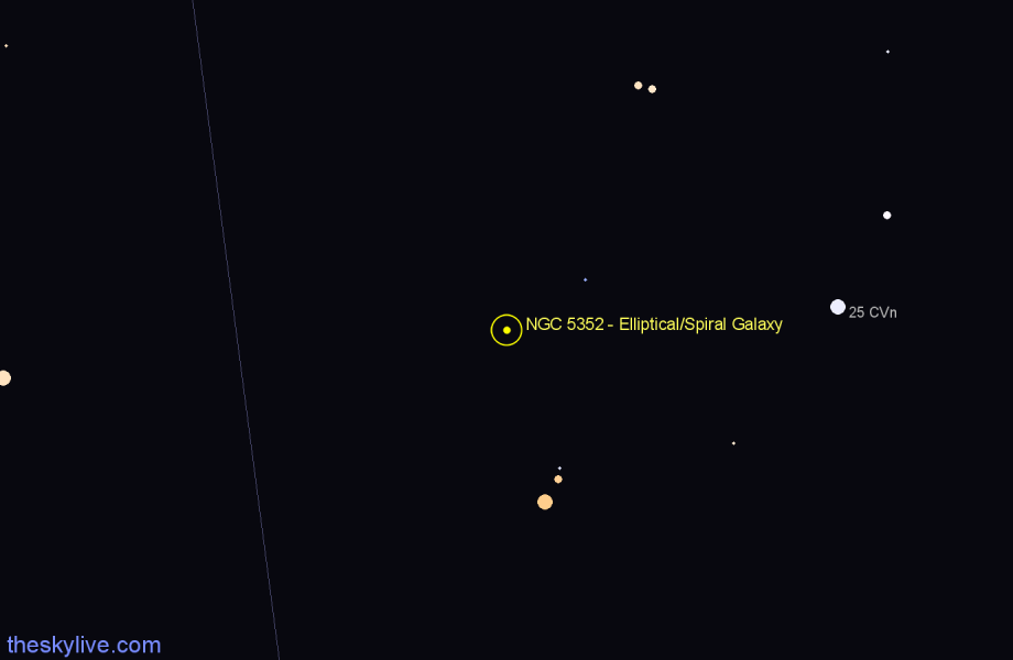 Finder chart NGC 5352 - Elliptical/Spiral Galaxy in Canes Venatici star
