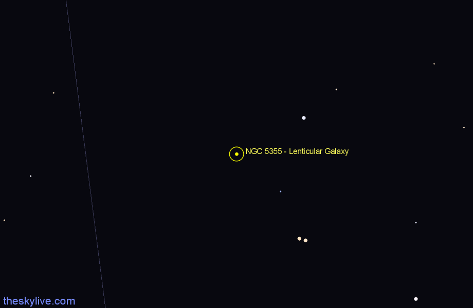 Finder chart NGC 5355 - Lenticular Galaxy in Canes Venatici star