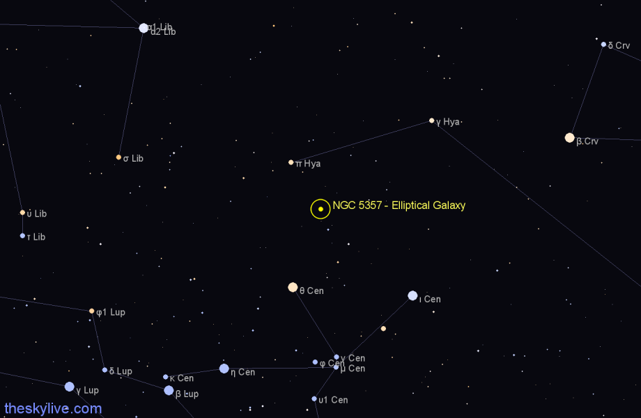 Finder chart NGC 5357 - Elliptical Galaxy in Centaurus star