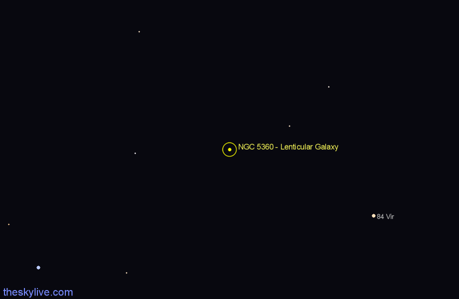 Finder chart NGC 5360 - Lenticular Galaxy in Virgo star