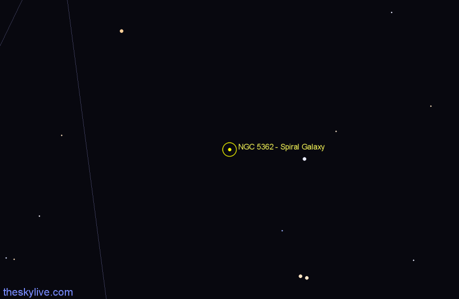 Finder chart NGC 5362 - Spiral Galaxy in Canes Venatici star
