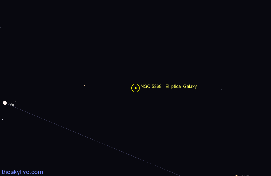 Finder chart NGC 5369 - Elliptical Galaxy in Virgo star