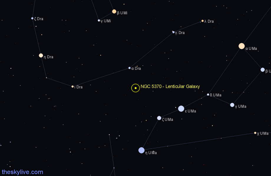 Finder chart NGC 5370 - Lenticular Galaxy in Ursa Major star