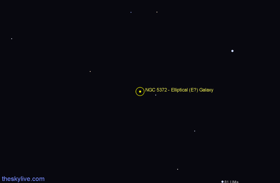 Finder chart NGC 5372 - Elliptical (E?) Galaxy in Ursa Major star