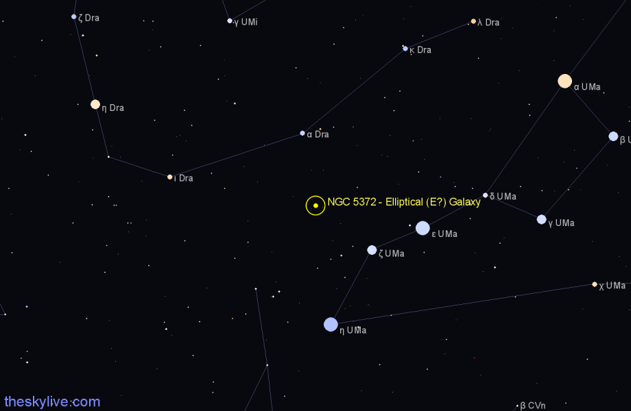 Finder chart NGC 5372 - Elliptical (E?) Galaxy in Ursa Major star