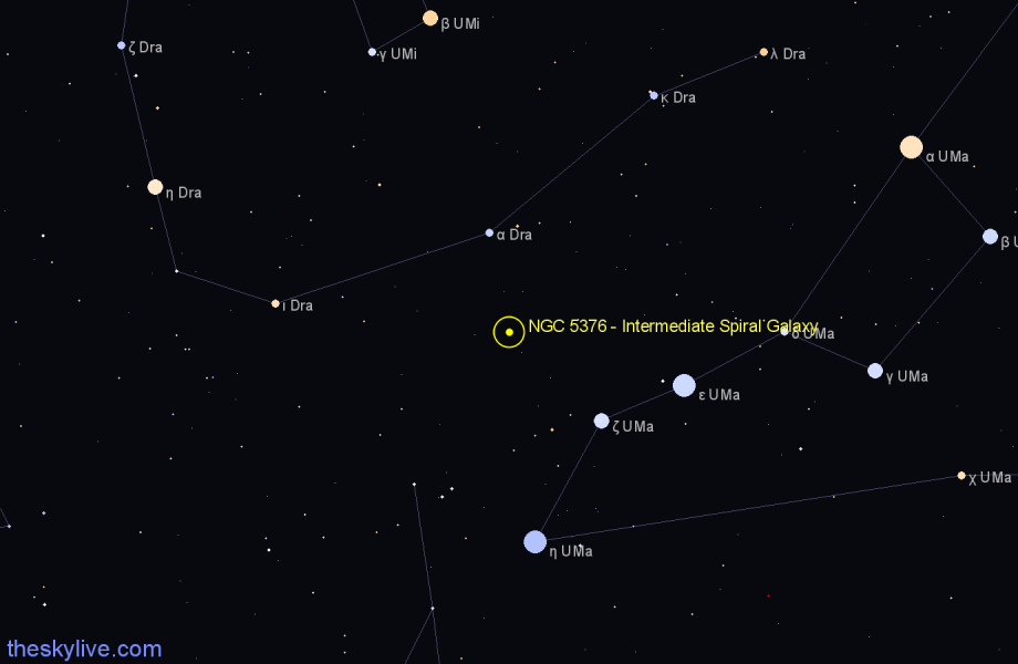 Finder chart NGC 5376 - Intermediate Spiral Galaxy in Ursa Major star