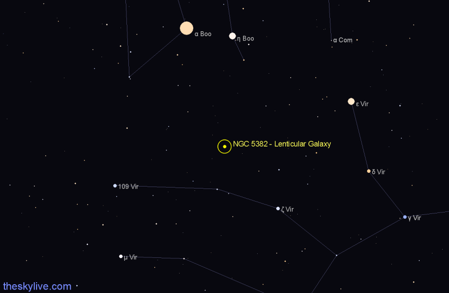 Finder chart NGC 5382 - Lenticular Galaxy in Virgo star