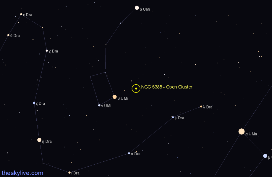 Finder chart NGC 5385 - Open Cluster in Ursa Minor star