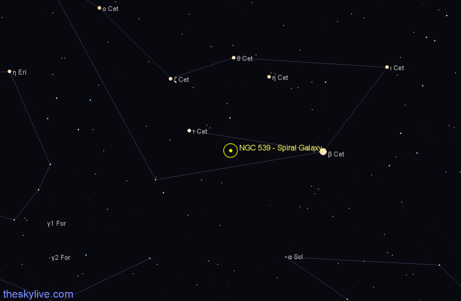 Finder chart NGC 539 - Spiral Galaxy in Cetus star