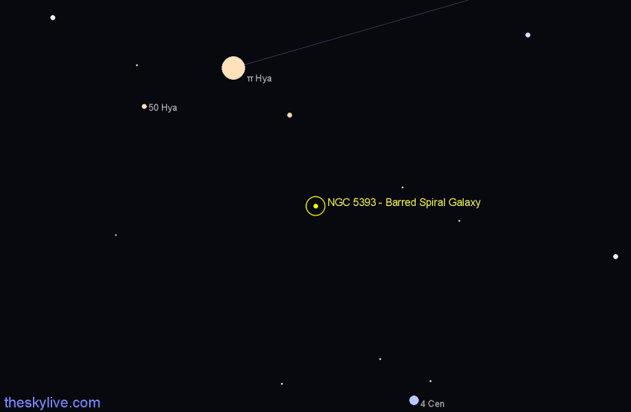 Finder chart NGC 5393 - Barred Spiral Galaxy in Hydra star