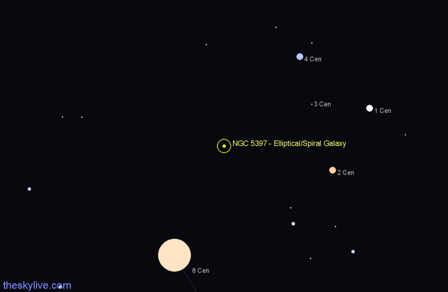 Finder chart NGC 5397 - Elliptical/Spiral Galaxy in Centaurus star