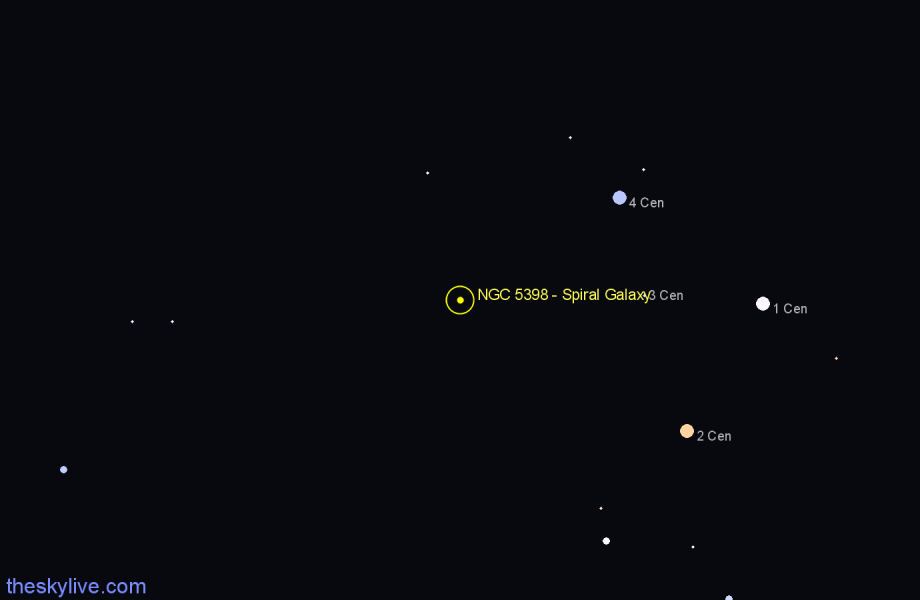 Finder chart NGC 5398 - Spiral Galaxy in Centaurus star