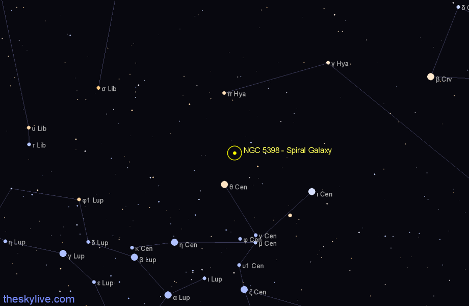 Finder chart NGC 5398 - Spiral Galaxy in Centaurus star