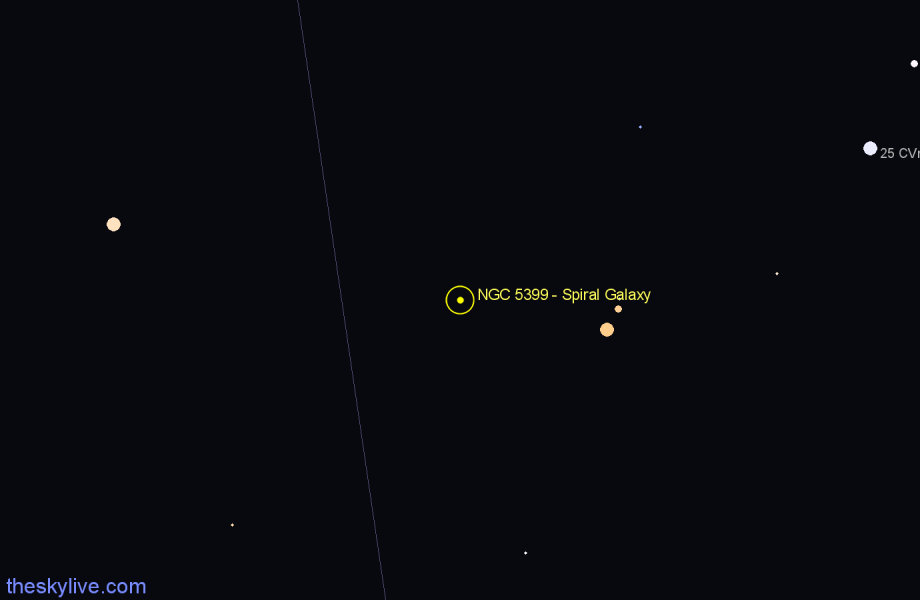 Finder chart NGC 5399 - Spiral Galaxy in Canes Venatici star