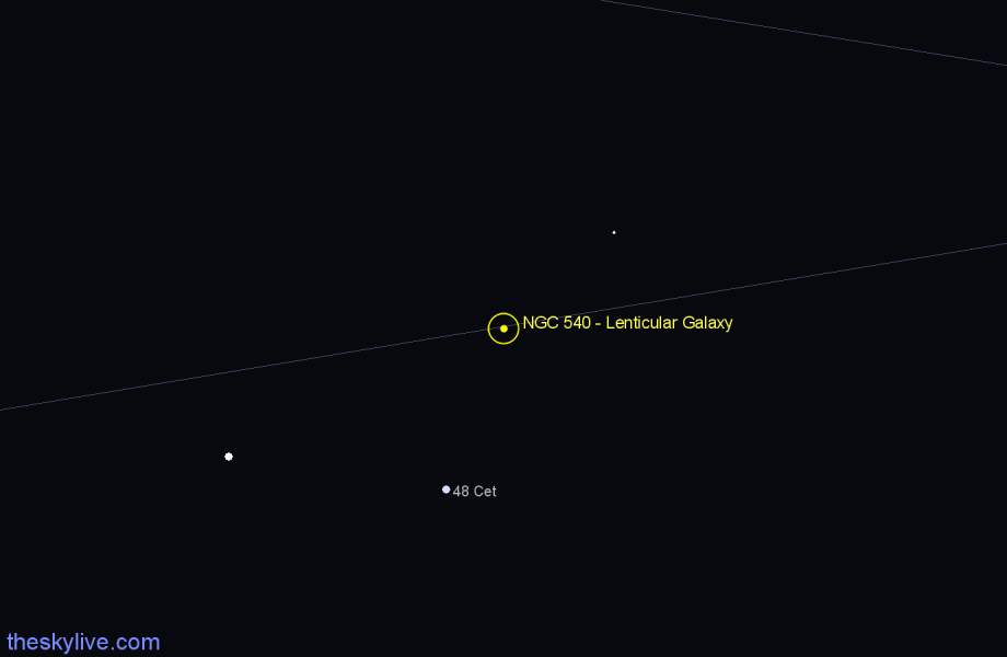 Finder chart NGC 540 - Lenticular Galaxy in Cetus star