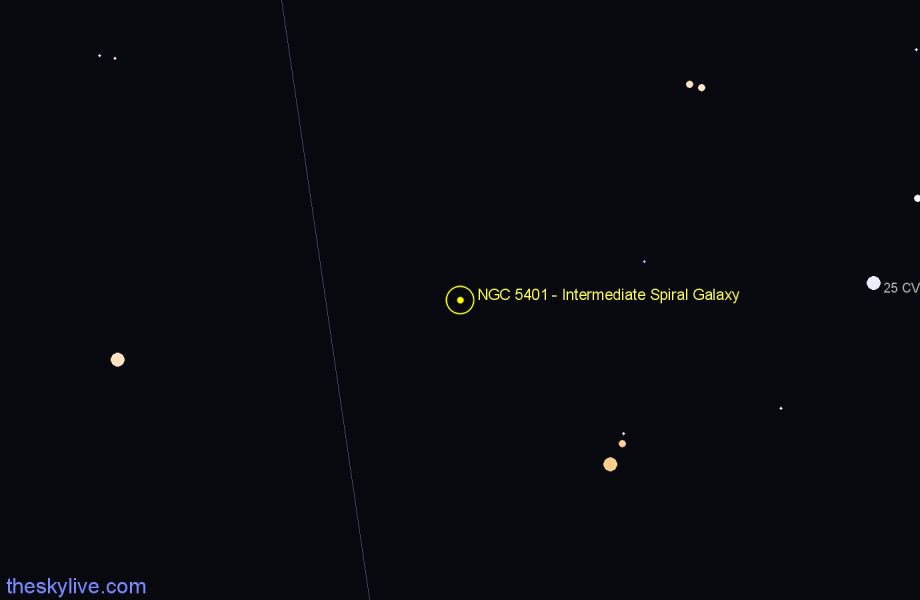 Finder chart NGC 5401 - Intermediate Spiral Galaxy in Canes Venatici star