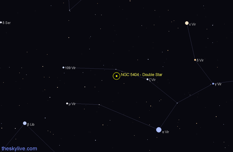 Finder chart NGC 5404 - Double Star in Virgo star