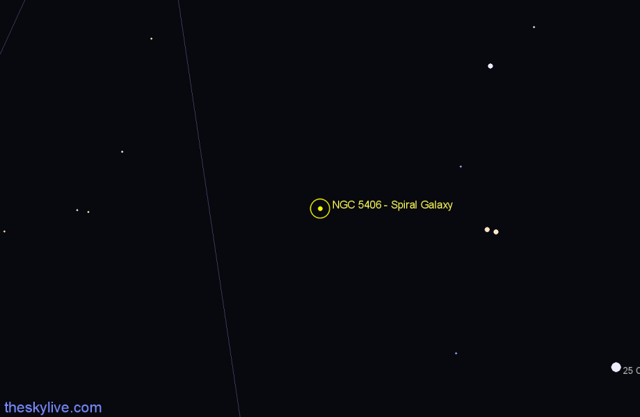 Finder chart NGC 5406 - Spiral Galaxy in Canes Venatici star