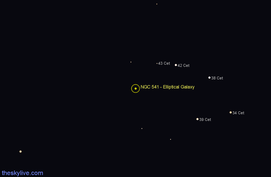 Finder chart NGC 541 - Elliptical Galaxy in Cetus star