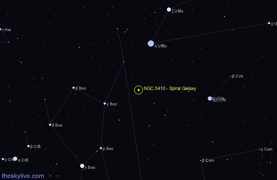 Finder chart NGC 5410 - Spiral Galaxy in Canes Venatici star