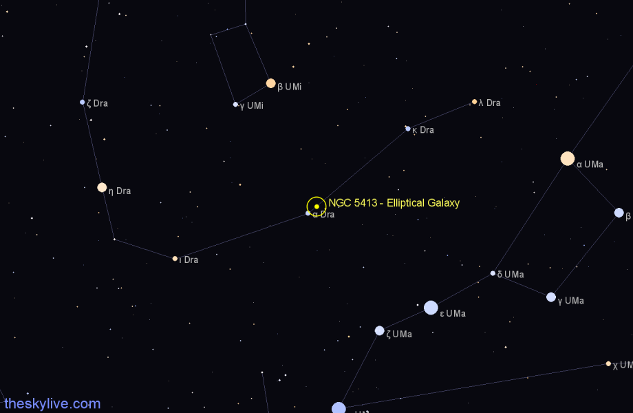 Finder chart NGC 5413 - Elliptical Galaxy in Draco star