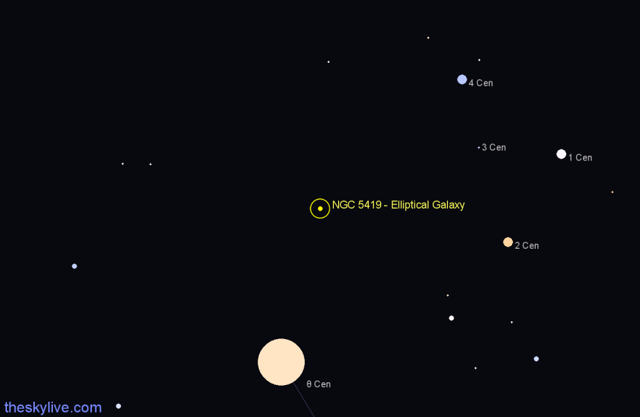 Finder chart NGC 5419 - Elliptical Galaxy in Centaurus star